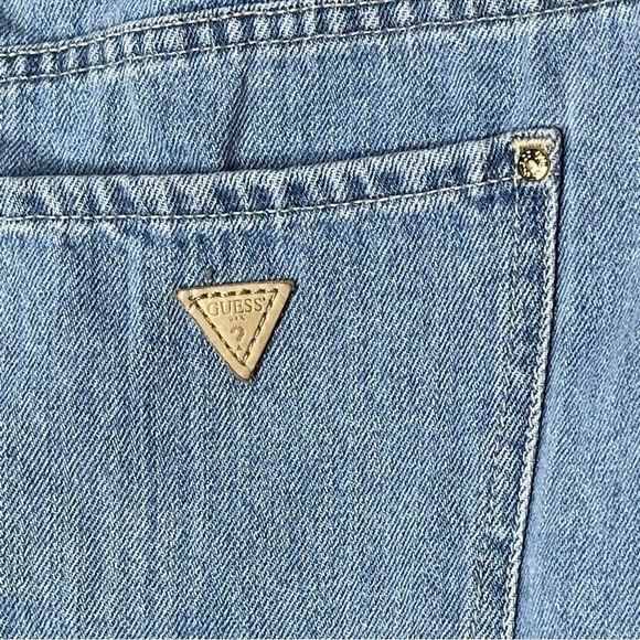 GUESS Stella Re-Engineered Asymmetrical Denim Jean Skirt Raw Hem Y2K Style - Picture 5 of 8